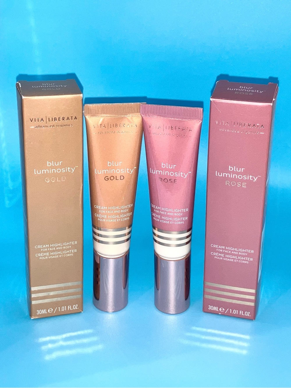 Vita Liberata set (2) pcs Blur Luminosity GOLD & ROSE Cream Highlighter New